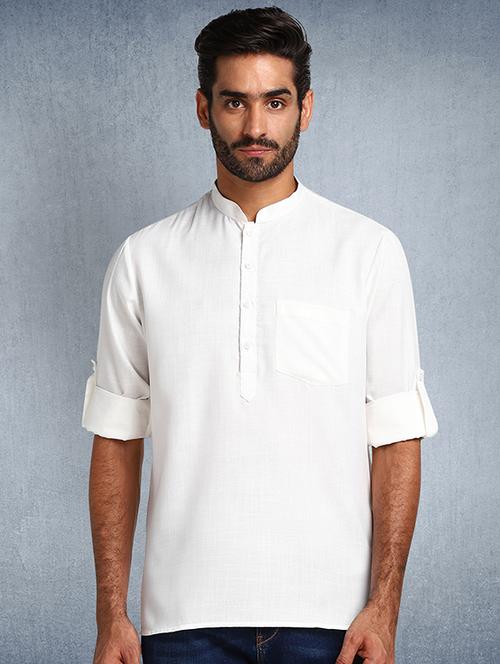 solids cotton short kurta - 19432009 - Very Small Image - 1