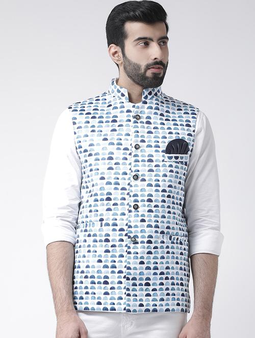 printed cotton blend nehru jacket - 19432110 - Very Small Image - 1