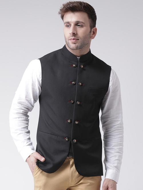 black solid waist coat - 19432365 - Very Small Image - 1
