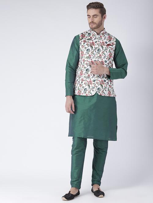 printed kurta pyjama with nehru jacket - 19432674 - Very Small Image - 1