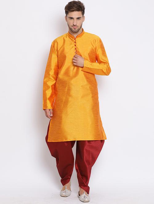 yellow dhoti kurta with printed jacket ethnic set - 19432757 - Very Small Image - 1