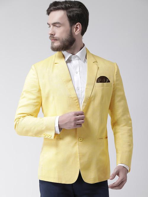yellow notched collar casual blazer - 19433137 - Very Small Image - 1