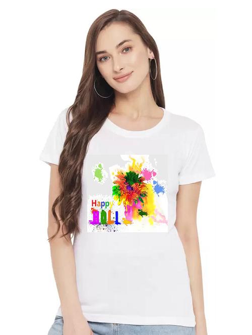 Women's Chest Print Round Neck T-shirt - 19434870 - Very Small Image - 1