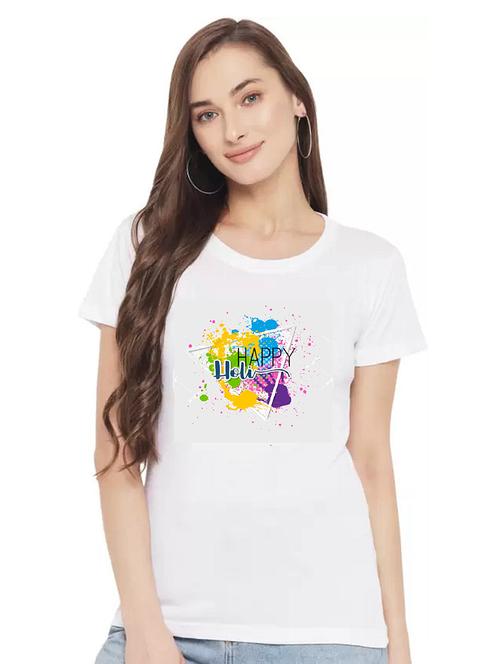 Women's Chest Print Round Neck T-shirt - 19434885 - Very Small Image - 1