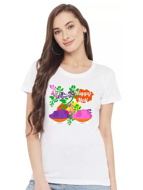 Women's Front Print Round Neck T-shirt - 19434908 - Very Small Image - 1