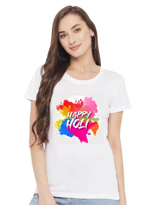 Women's Front Print Round Neck T-shirt - 19434915 - Very Small Image - 1