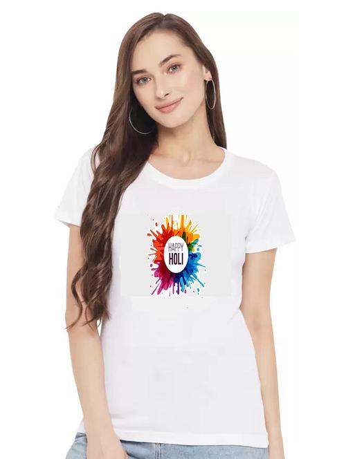 Women's Chest Print Round Neck T-shirt - 19434933 - Very Small Image - 1