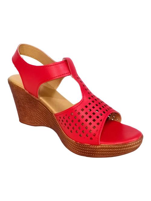 red solid ankle strap wedges  - 19436097 - Very Small Image - 1