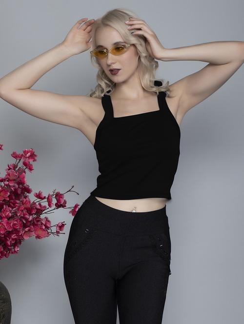 women's crop square neck top - 19437971 - Very Small Image - 1