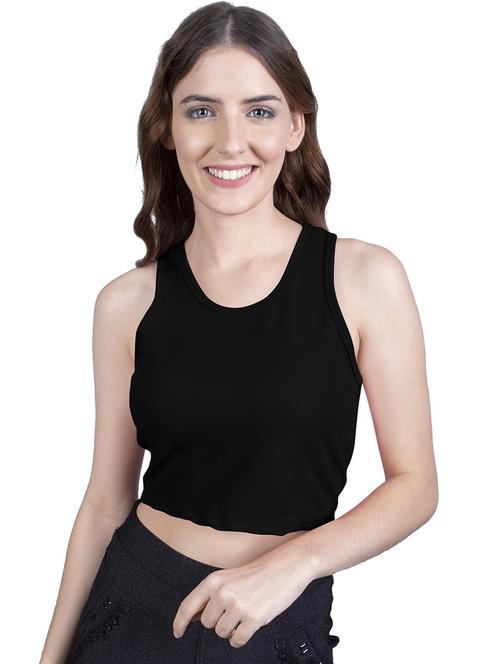women's crop round neck top - 19438288 - Very Small Image - 1