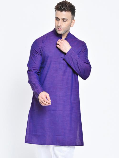 men solid purple long kurta - 19438427 - Very Small Image - 1
