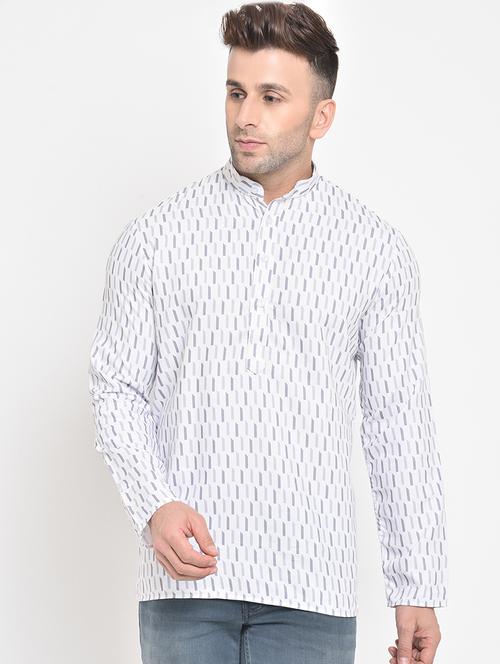 white printed short kurta - 19438473 - Very Small Image - 1