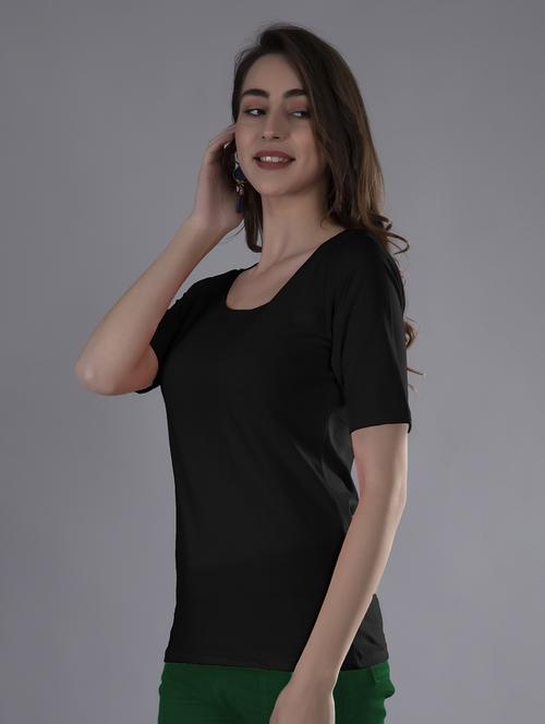 women's plain scoop neck t-shirt - 19439076 - Very Small Image - 1