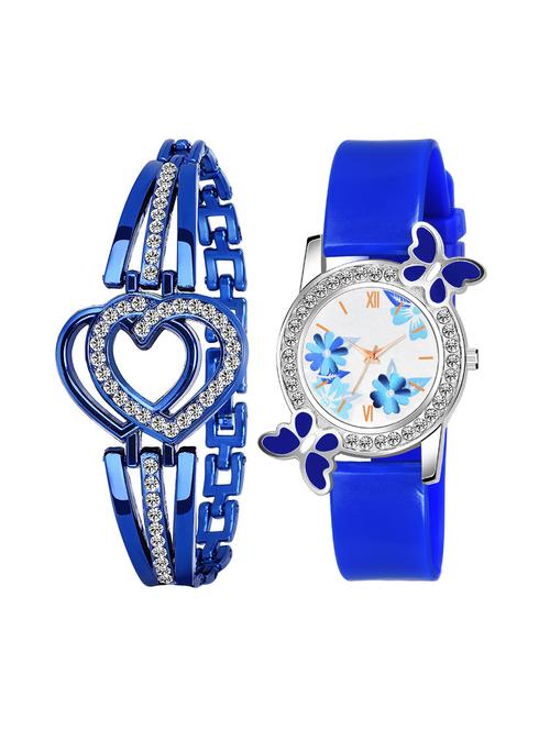 blue leatherette watch & bracelet combo - 19440062 - Very Small Image - 1