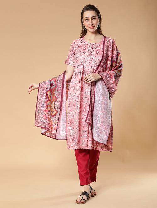 printed kurta dupatta set - 19452048 - Very Small Image - 1