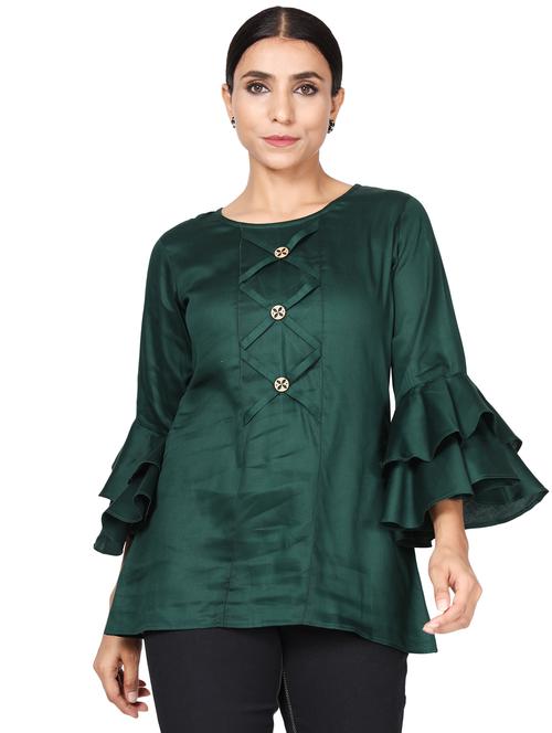 round neck solid regular tunic  - 19452093 - Very Small Image - 1