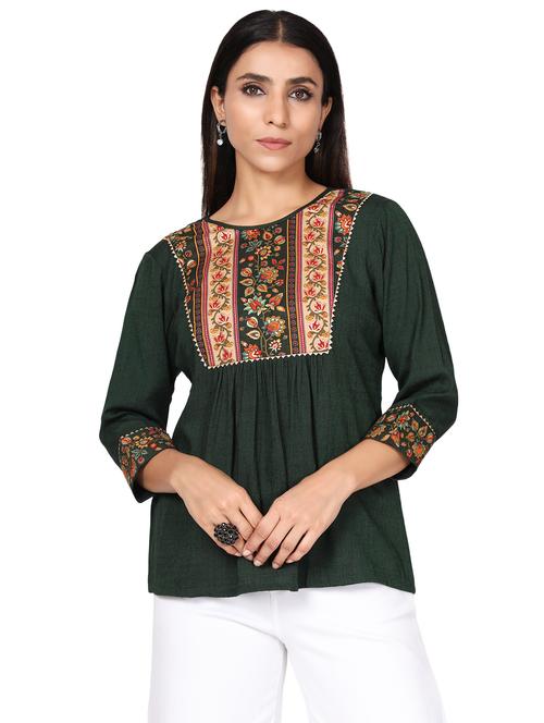 round neck printed regular tunic - 19452096 - Very Small Image - 1