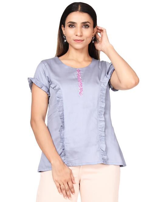 round neck embroidered regular tunic  - 19452122 - Very Small Image - 1