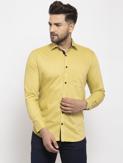 yellow cotton casual shirt - 19452983 - Very Small Image - 1