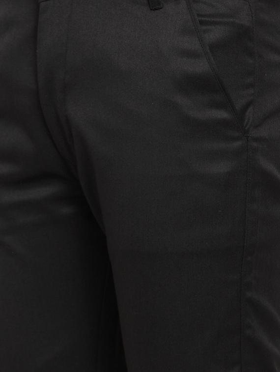 black cotton flat front chinos - 19453050 - Zoom Image - 4