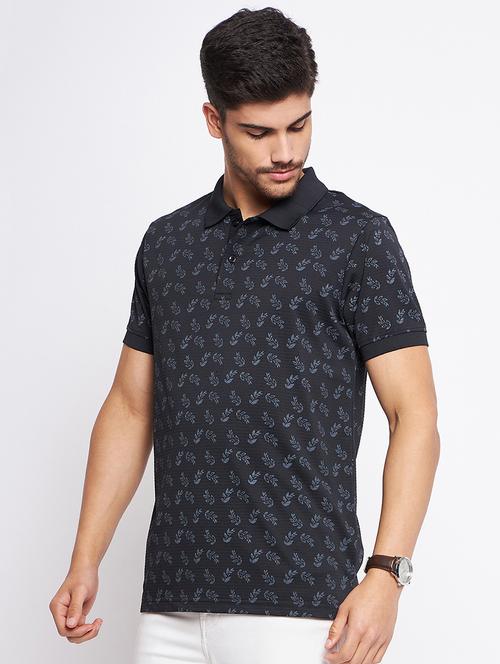 black printed cotton polo t-shirt - 19454054 - Very Small Image - 1