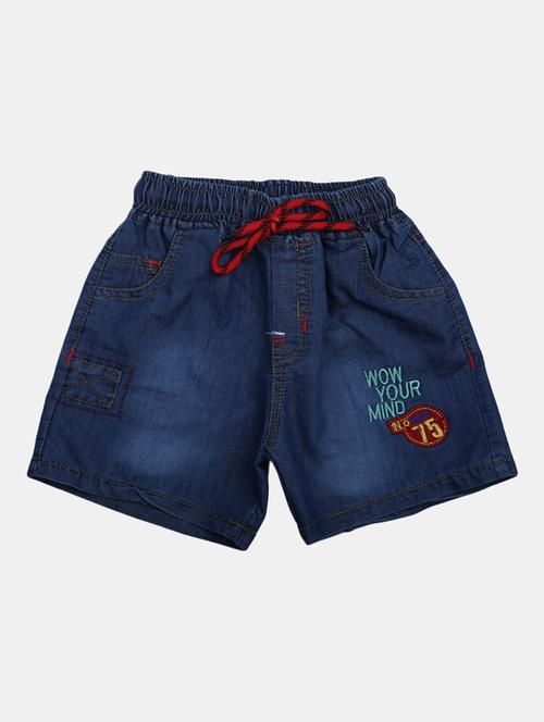 blue solid denim shorts  - 19455254 - Very Small Image - 1
