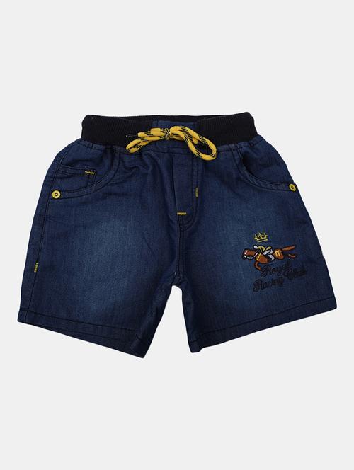 blue solid denim shorts  - 19455255 - Very Small Image - 1