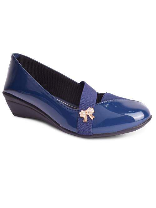 blue leatherette slip on ballerina - 19463326 - Very Small Image - 1
