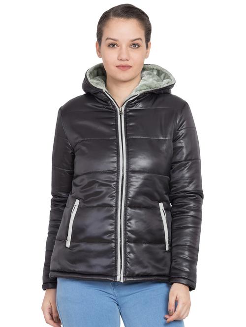 solid hood neck quilted jacket - 19464970 - Very Small Image - 1