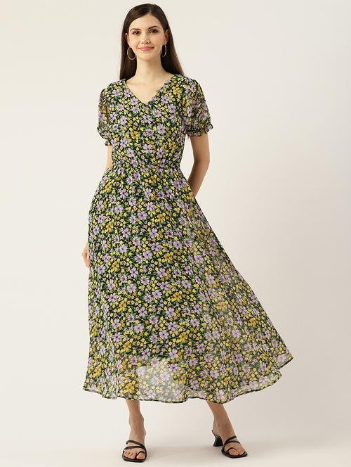 women's fit & flare floral dress - 19466047 - Very Small Image - 1