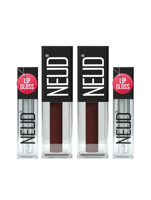 neud matte liquid lipstick espresso twist with almond oil,vitamine,smudgeproof 12-hour stay formula with free lip gloss-2 packs - 19470668 - Very Small Image - 1