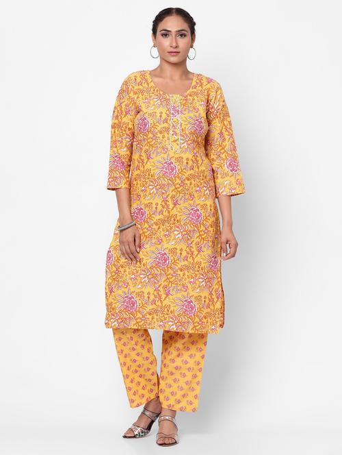 mustard kurta pant set - 19471593 - Very Small Image - 1