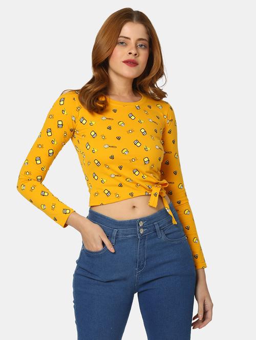 women's crop round neck top - 19472434 - Very Small Image - 1