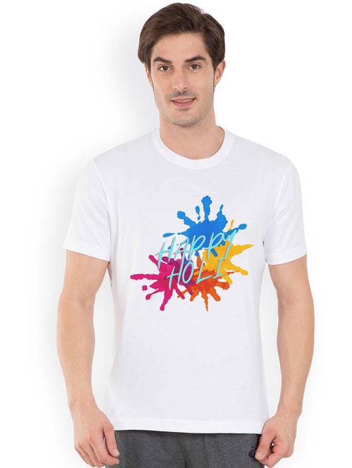 white printed holi t-shirt  - 19472897 - Very Small Image - 1