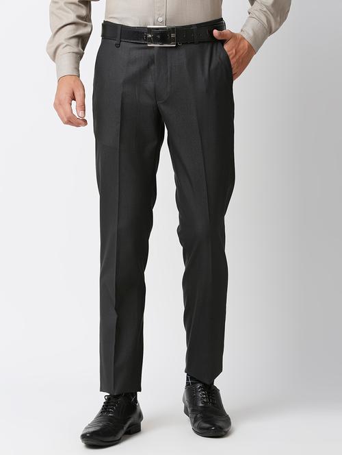 black polyester flat front formal trouser - 19473013 - Very Small Image - 1