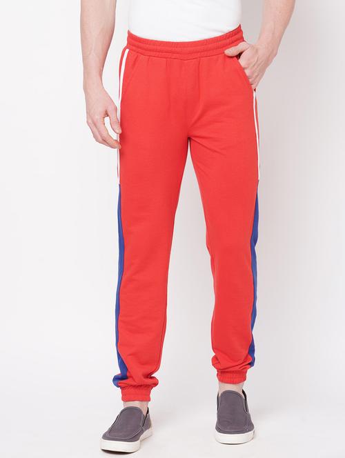 men red color block mid rise jogger - 19473030 - Very Small Image - 1