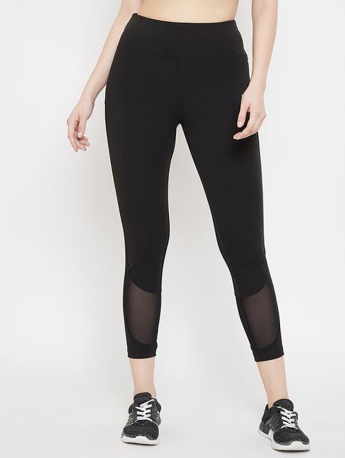 black solid mid rise active wear legging - 19473860 - Very Small Image - 1