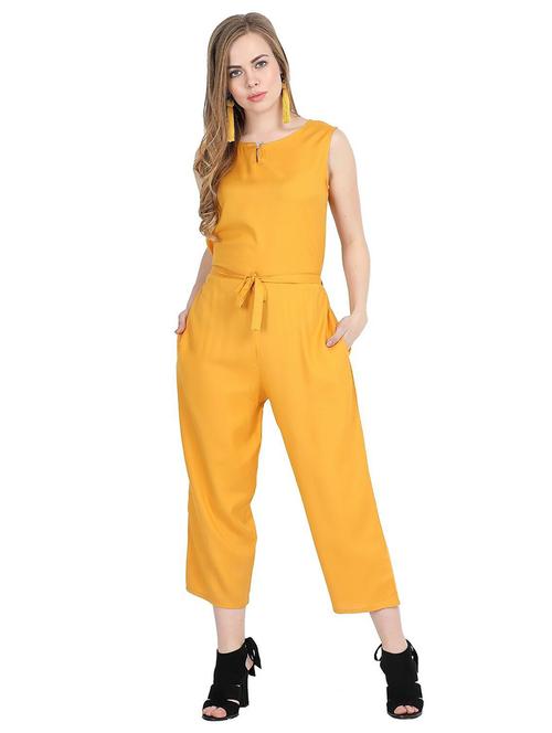 yellow solid 3/4 jumpsuit - 19474316 - Very Small Image - 1