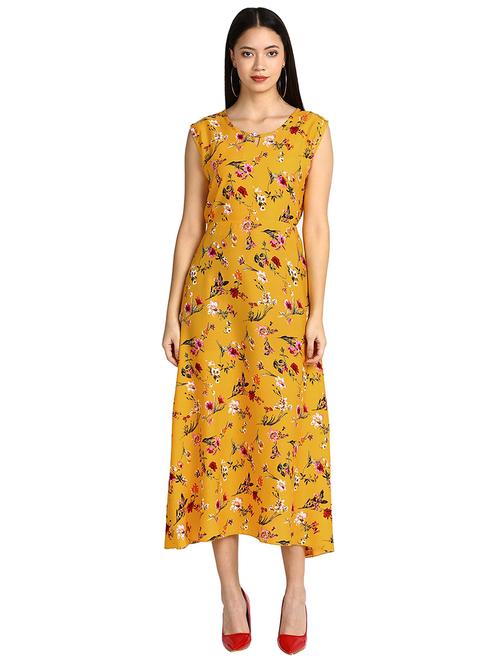 yellow printed a-line dress - 19474424 - Very Small Image - 1