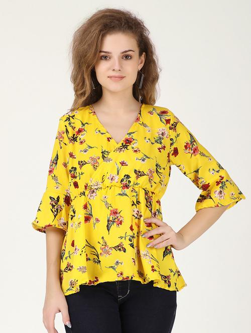 yellow printed top - 19474532 - Very Small Image - 1