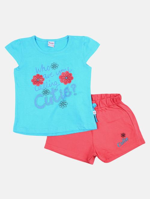 girls printed t-shirt and shorts set - 19474649 - Very Small Image - 1