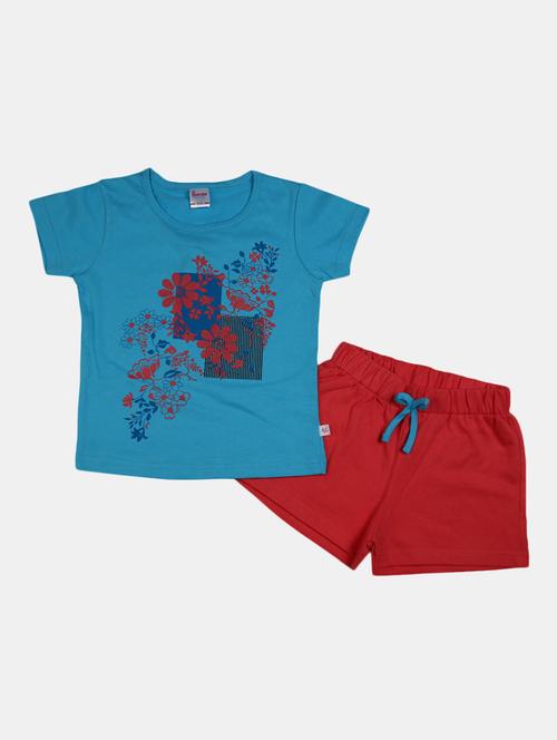 girls printed t-shirt and shorts set - 19474658 - Very Small Image - 1