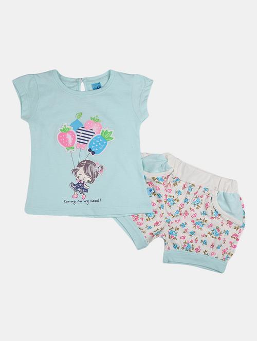 girls printed t-shirt and shorts set - 19474864 - Very Small Image - 1