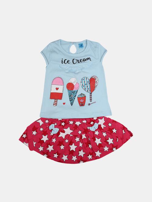 girls printed t-shirt and shorts set - 19474867 - Very Small Image - 1