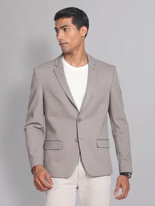 self design terry rayon formal blazer - 19475035 - Very Small Image - 1