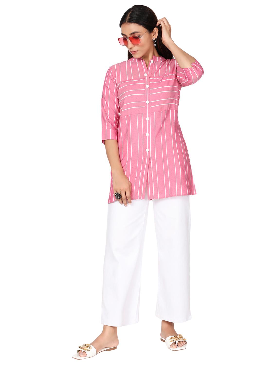 mandarin collar a-line tunic - 19475192 - Zoom Image - 4