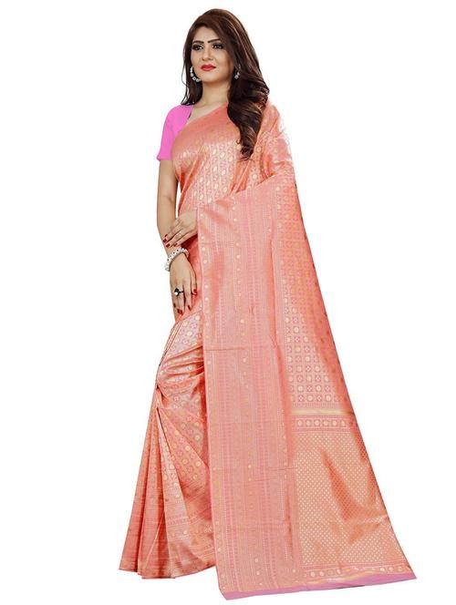pink silk blend kanjivaram saree - 19475827 - Very Small Image - 1