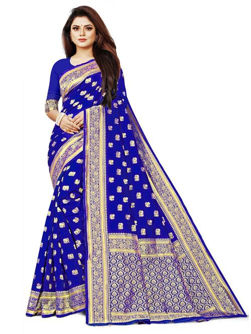 contrast bordered woven saree - 19476032 - Very Small Image - 1