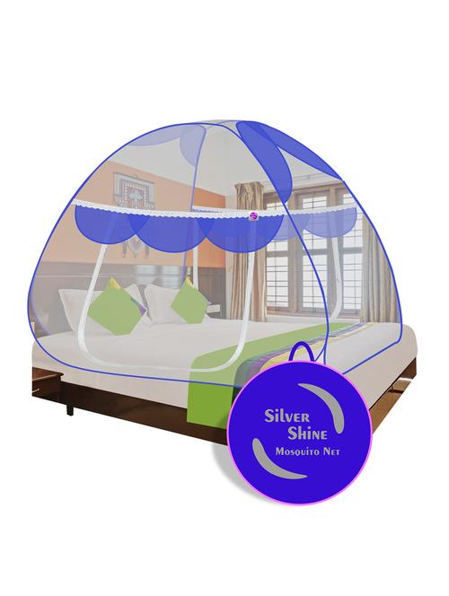 amazing polyester blue color double bed foldable design mosquito net machardani - 19476155 - Very Small Image - 1