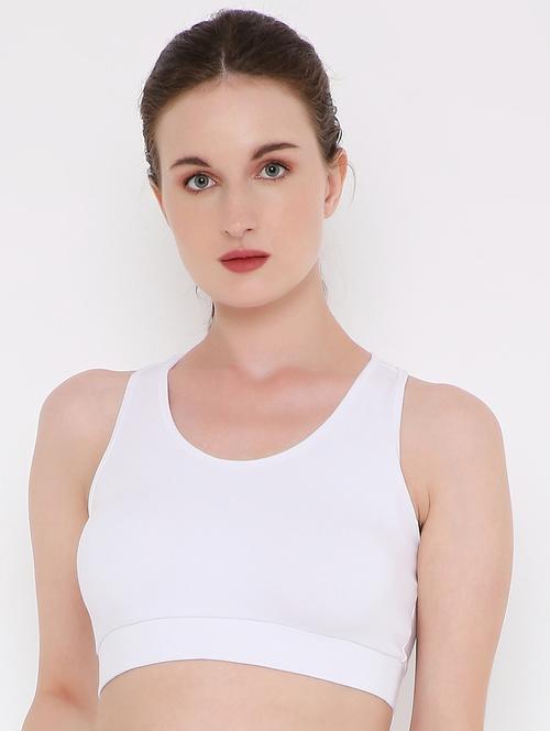 white cotton blend sports bra - 19481319 - Very Small Image - 1
